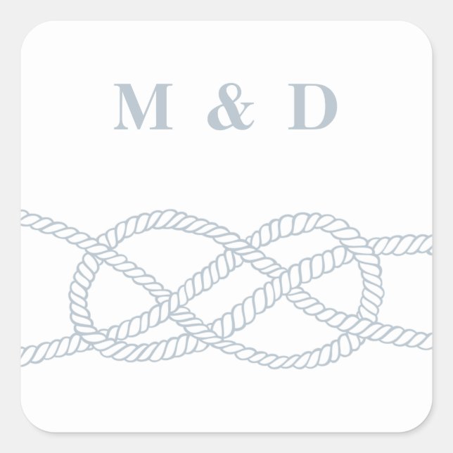 Illustrated Knot Envelope Seal Sticker - Blue (Front)