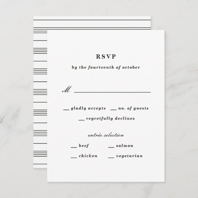 Illustrated Knot Nautical RSVP Card - Black (Front/Back)