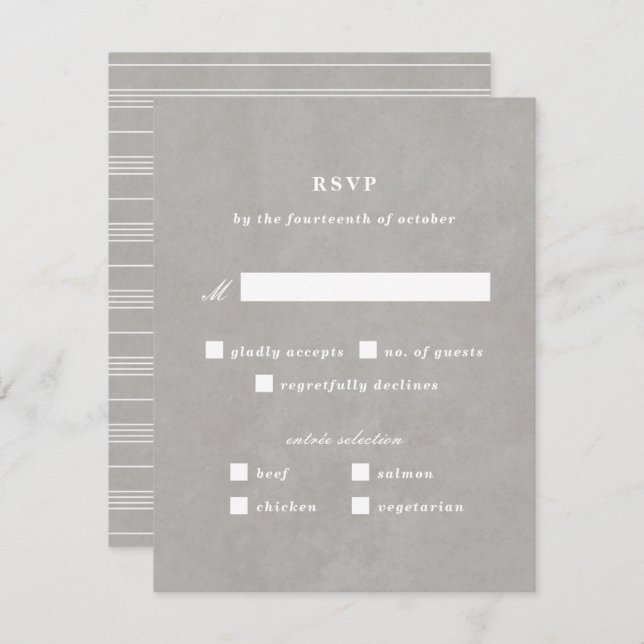 Illustrated Knot Nautical RSVP Card - Grey (Front/Back)