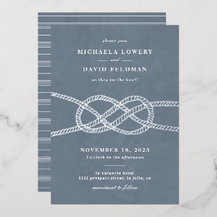 Illustrated Knot Wedding Invitation - Blue Grey