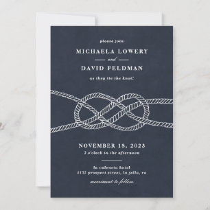 Illustrated Knot Wedding Invitation - Navy