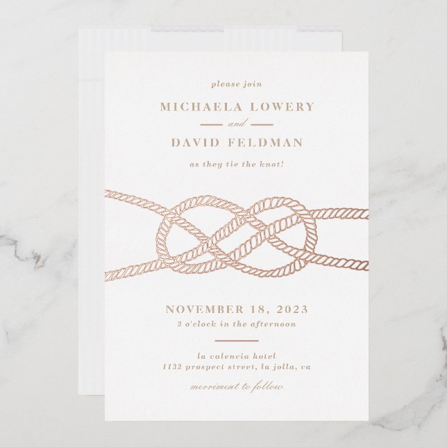 Illustrated Knot Wedding Invitation - Tan (Envelope)