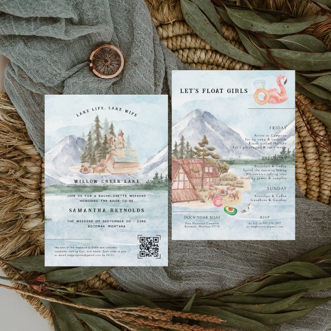 Illustrated Lake Camping | Bachelorette Weekend Invitation (Creator Uploaded)