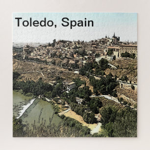 Illustrated Landscape Art of Toledo, Spain Jigsaw Puzzle