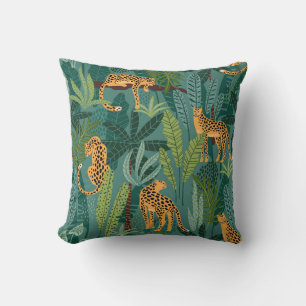 Illustrated leopard design cushion