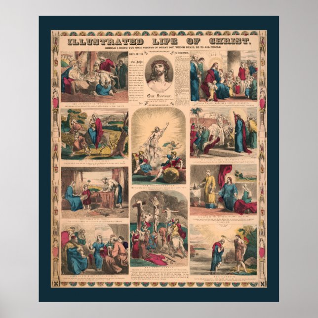 Illustrated Life of Christ 1856 Lithograph Poster (Front)