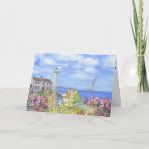 Illustrated Lighthouse Garden Custom Birthday Card