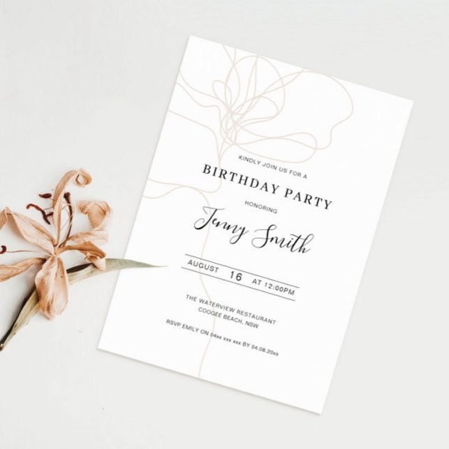 Illustrated line art birthday party invitation (Creator Uploaded)