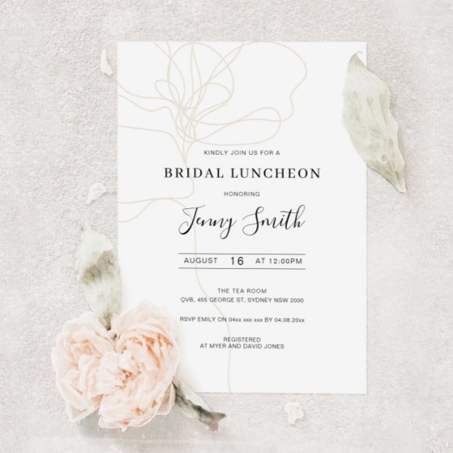 Illustrated line art bridal luncheon invitation (Creator Uploaded)