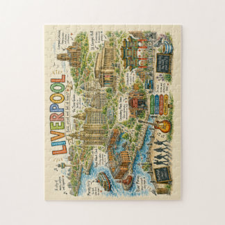 Illustrated Liverpool Landmarks and Music Map Jigsaw Puzzle