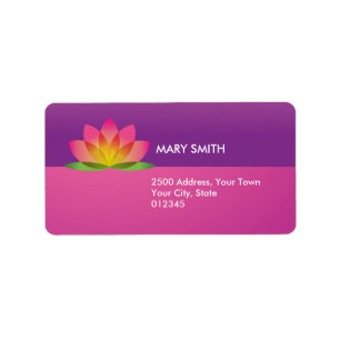 Illustrated Lotus Flower Large Address label
