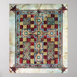 Illustrated Manuscript Cross Carpet Page Poster