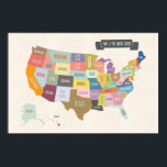 Illustrated Map of America 24 x 36" Wall Poster<br><div class="desc">24 x 36 inch size Map of the USA Wall Poster Original illustration from Mr Printables</div>