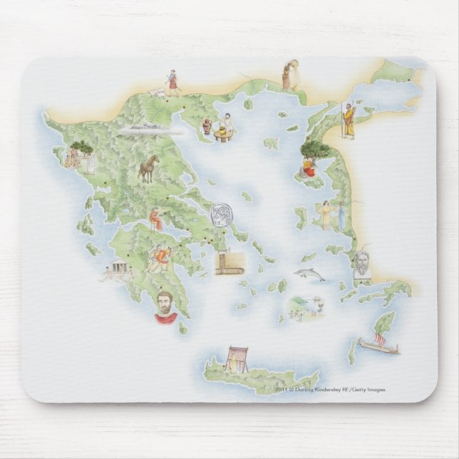 Illustrated map of Ancient Greece Mouse Pad (Front)