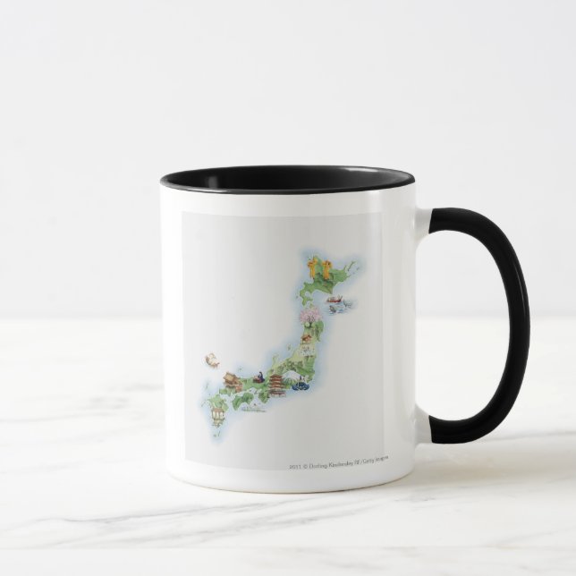 Illustrated map of ancient Japan Mug (Right)