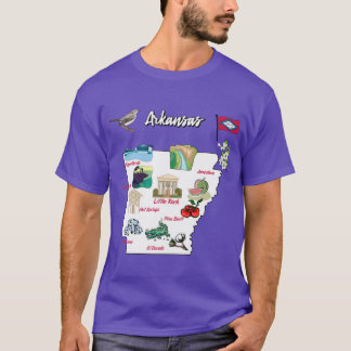 illustrated Map of Arkansas in US with the major C T-Shirt