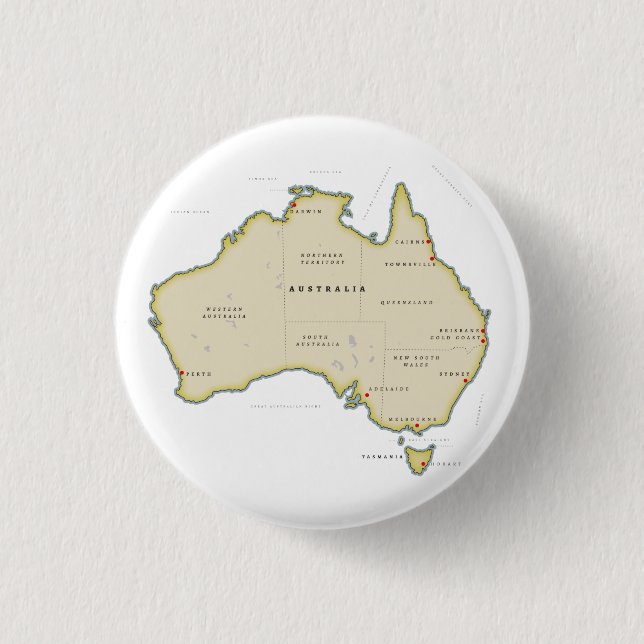 Illustrated map of Australia 3 Cm Round Badge (Front)