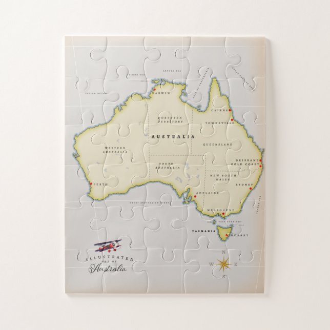 Illustrated map of Australia Jigsaw Puzzle (Vertical)