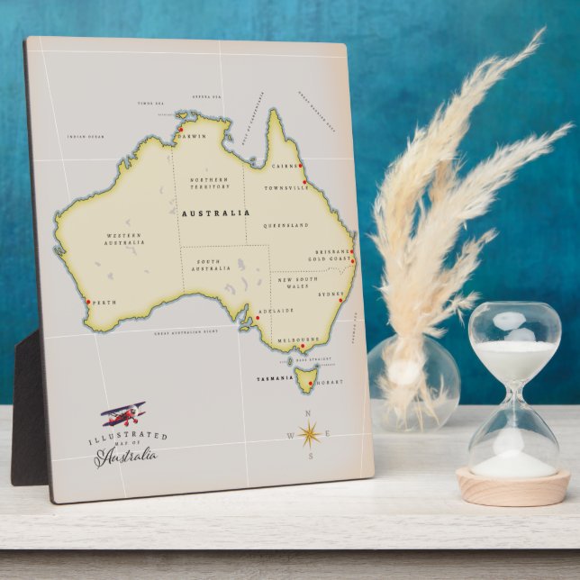 Illustrated map of Australia Plaque (Side)