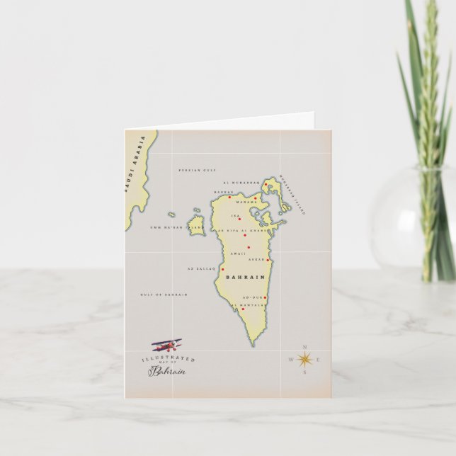 Illustrated Map of Bahrain Note Card (Front)