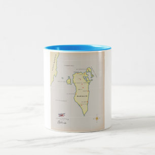 Illustrated Map of Bahrain Two-Tone Coffee Mug