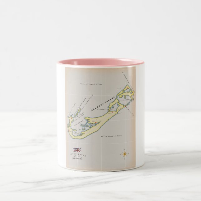 Illustrated map of Bermuda Two-Tone Coffee Mug (Center)