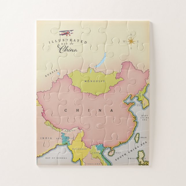 Illustrated map of china jigsaw puzzle (Vertical)