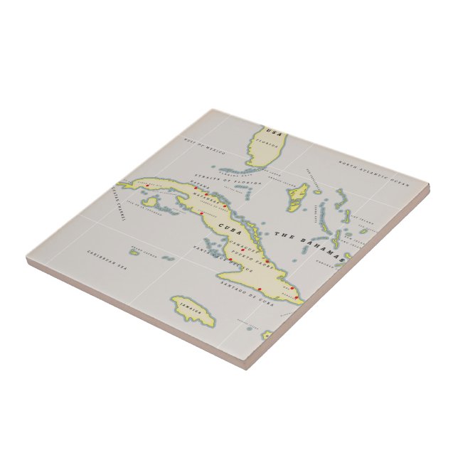 Illustrated map of Cuba Ceramic Tile (Side)