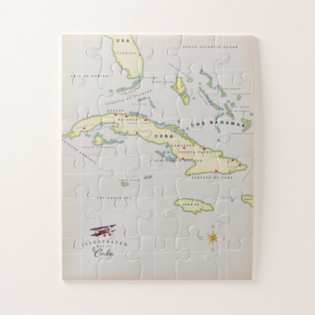 Illustrated map of Cuba Jigsaw Puzzle (Vertical)