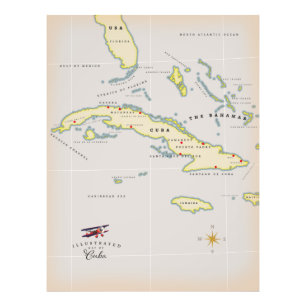 Illustrated map of Cuba Photo Print