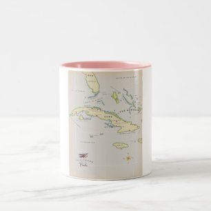 Illustrated map of Cuba Two-Tone Coffee Mug