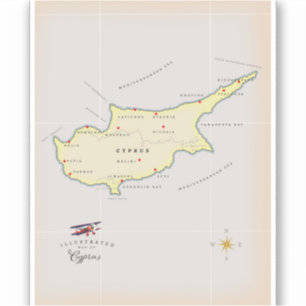 Illustrated map of Cyprus.