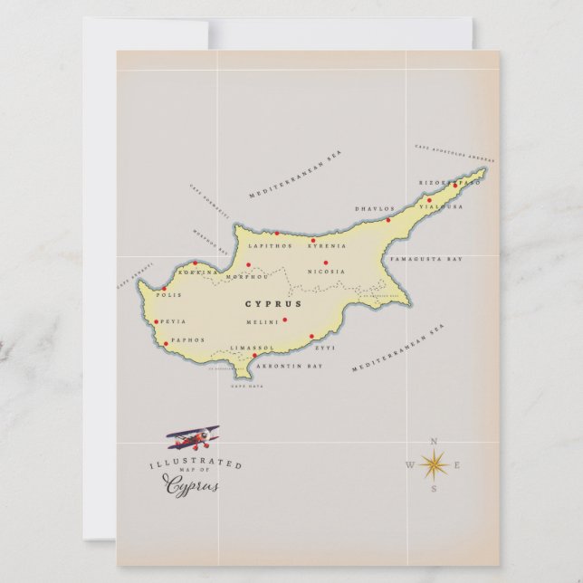 Illustrated map of Cyprus. (Back)