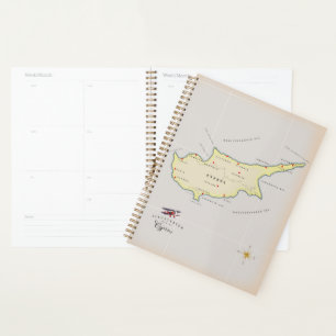 Illustrated map of Cyprus. Planner