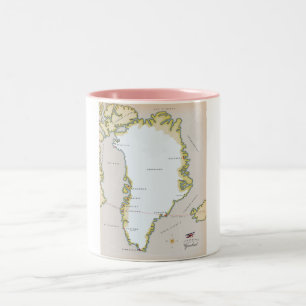 Illustrated map of Greenland Two-Tone Coffee Mug