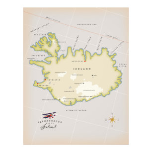 Illustrated map of Iceland Photo Print