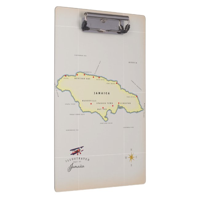 Illustrated map of Jamaica. Clipboard (Right)