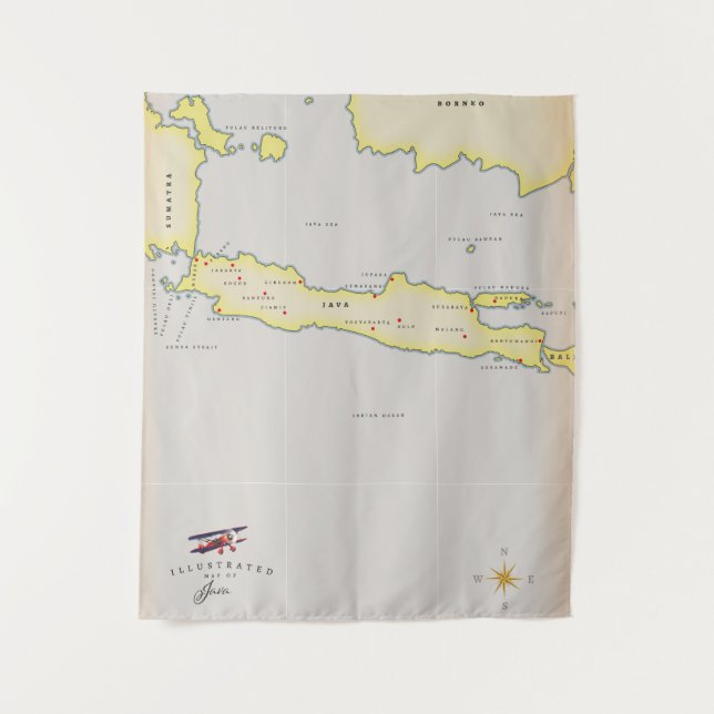 Illustrated map of Java. Tapestry (Front)