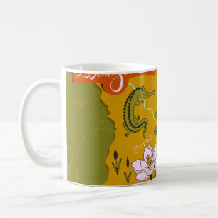 Illustrated map of Louisiana, USA. Travel and attr Coffee Mug