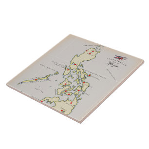 Illustrated map of Luzon Philippines map Ceramic Tile