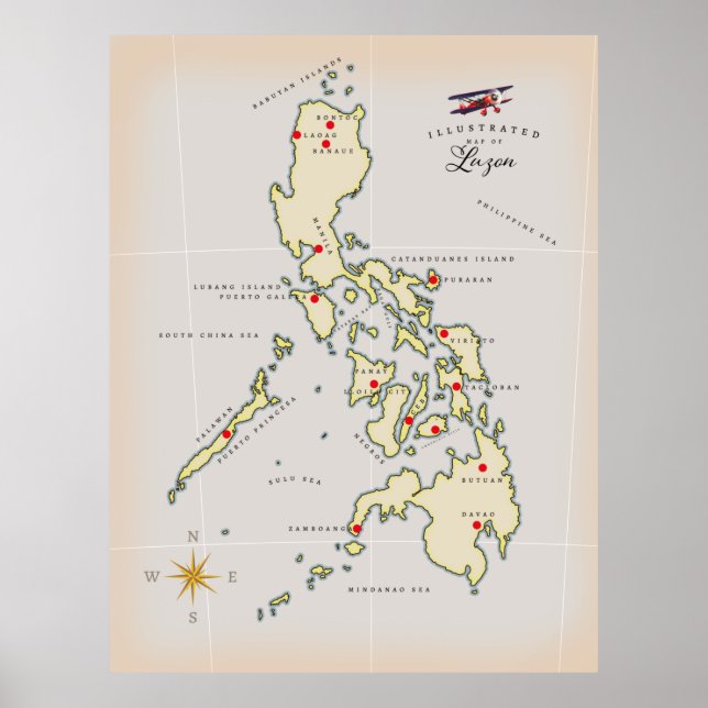 Illustrated map of Luzon Philippines map Poster (Front)
