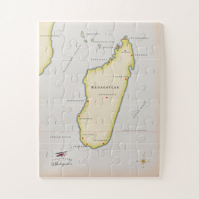 Illustrated map of Madagascar Jigsaw Puzzle (Vertical)