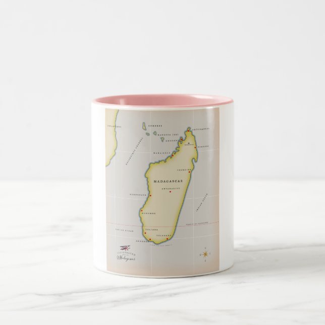 Illustrated map of Madagascar Two-Tone Coffee Mug (Center)