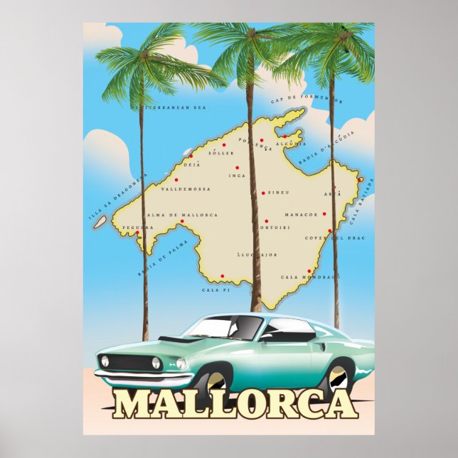 Illustrated map of Mallorca Poster (Front)