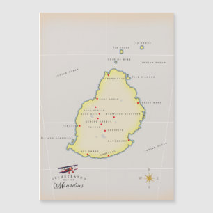 Illustrated map of Mauritius