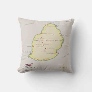Illustrated map of Mauritius Cushion