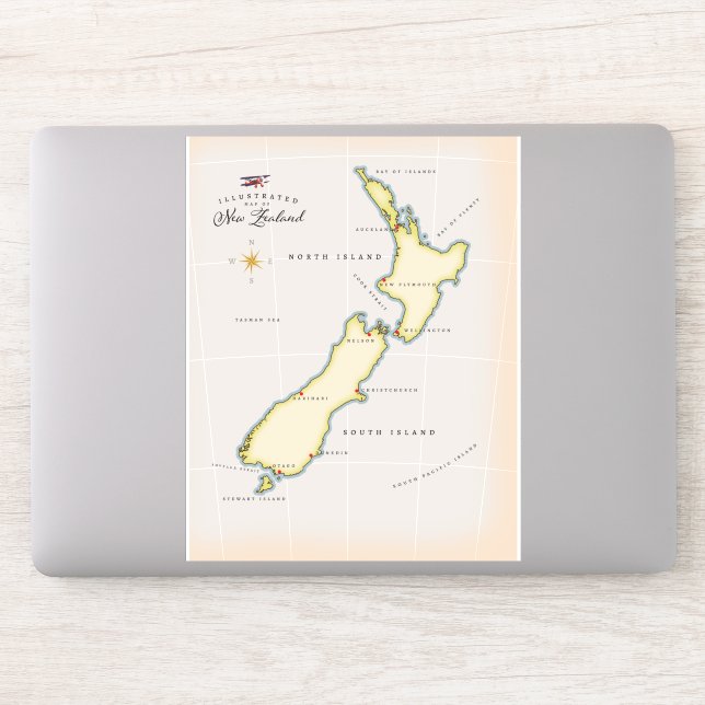 Illustrated map of New Zealand (Computer)