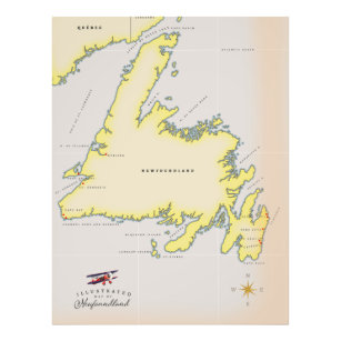 Illustrated map of Newfoundland. Photo Print