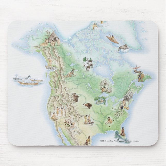 Illustrated map of North America Mouse Pad (Front)