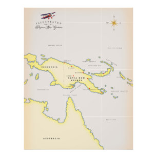 Illustrated map of Papua New Guinea Photo Print